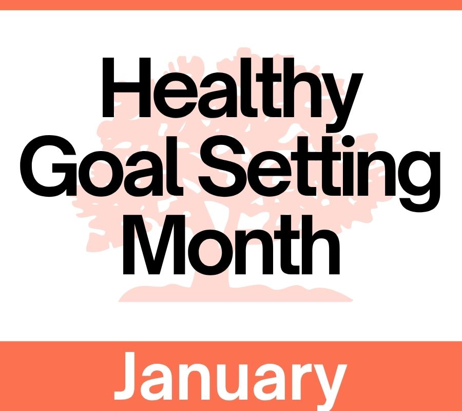 icon that says healthy goal setting Month