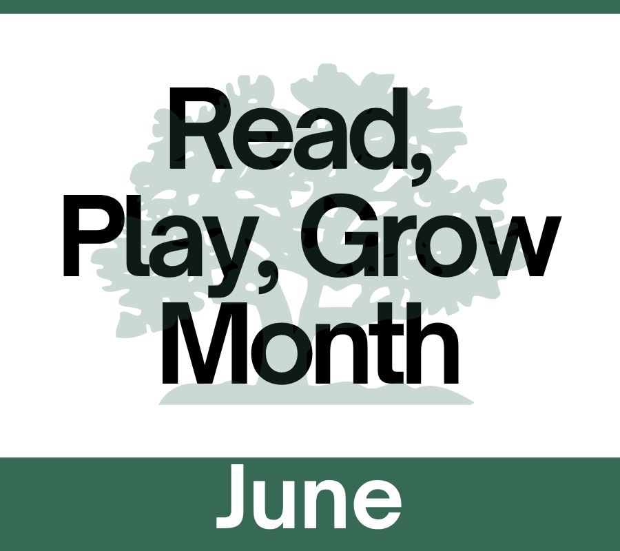 icon that says read, play, grow month
