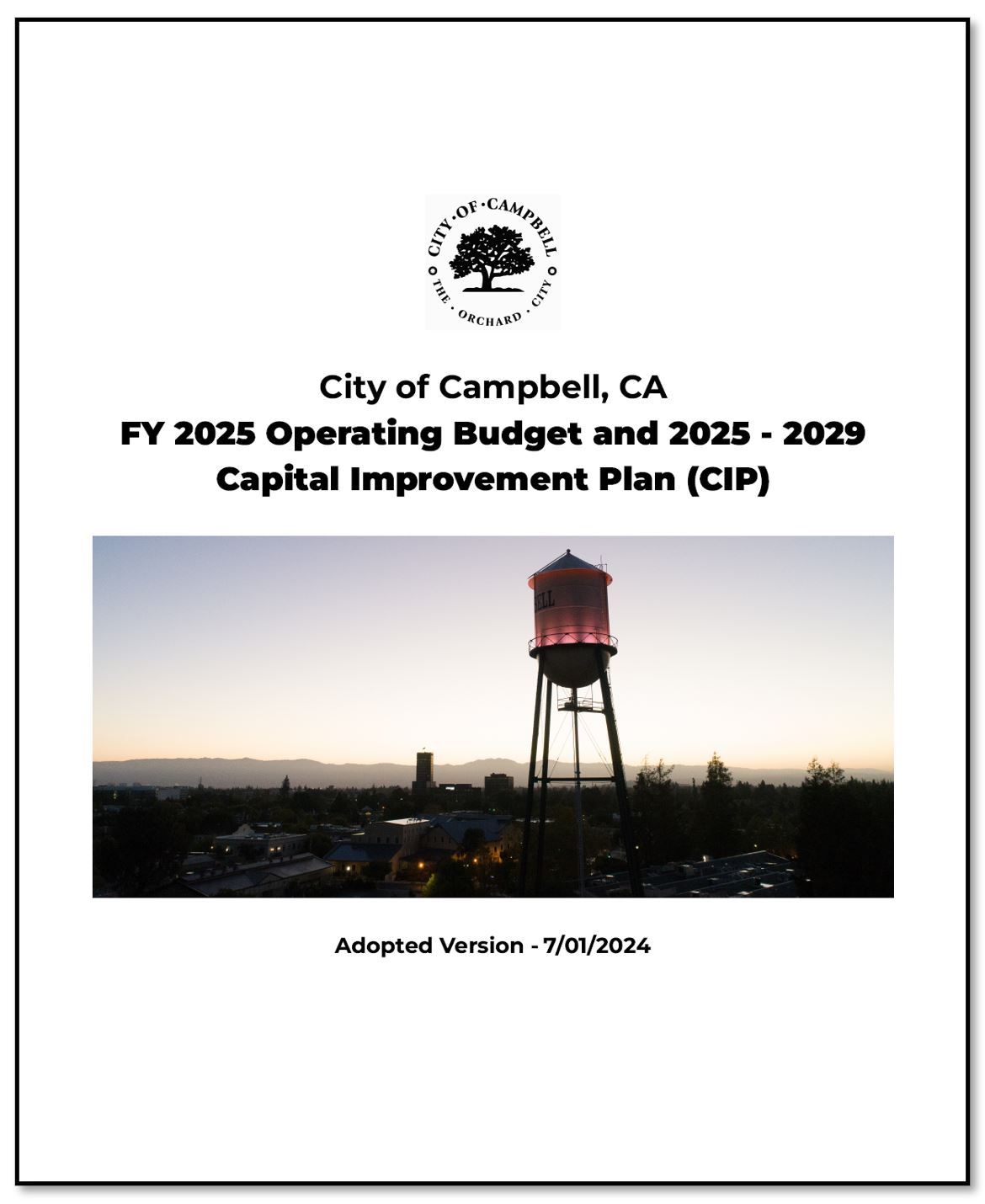 FY 2024-25 Budget Adopted Cover